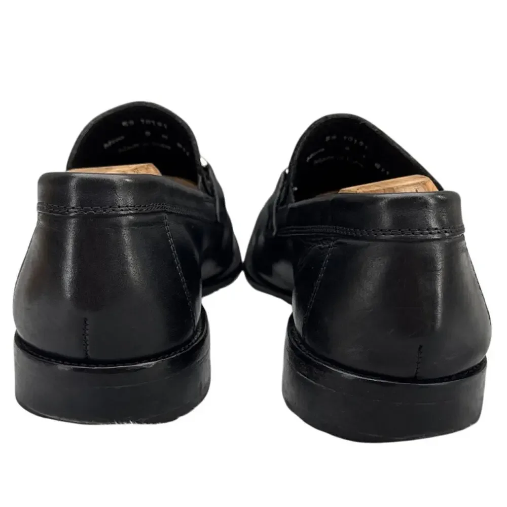 Johnston & Murphy Black Leather Horsebit Almond Toe Slip On Dressy Loafer Men 9